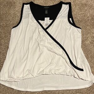 White House Black Market Black and White Sleeveless Blouse